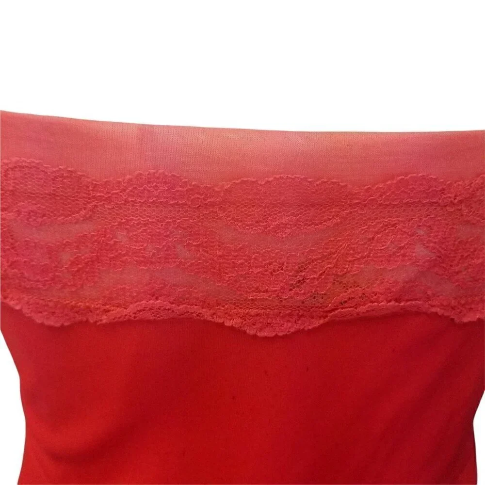 Vtg 50s Philmaid red full slip dress - Picture 7 of 8